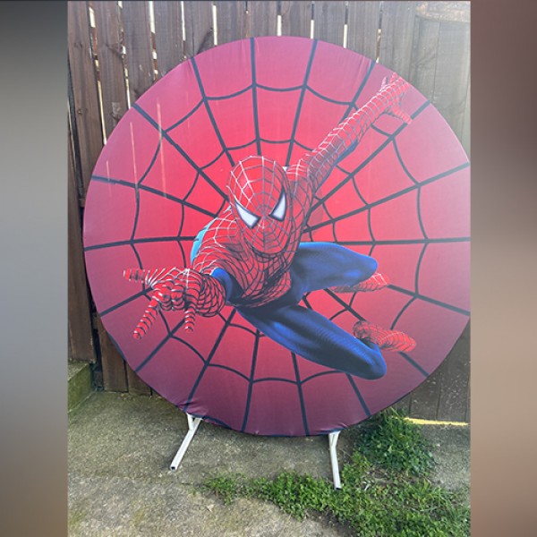 spiderman theme backdrop hire (red) spiderman theme backdrop hire (red)